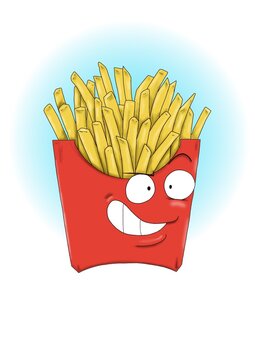 patatas fritas con cara cartoon