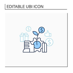 Economic expansion line icon.Increase in economic level activity. Rise in GDP. Universal basic income concept. Isolated vector illustration.Editable stroke