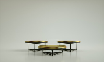 Podium, pedestal or platform, background for the presentation of cosmetic products. 3d podium. Place for ads. 3D rendering. Product presentation blank podium.