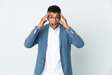 Young business Brazilian man isolated on white background with surprise expression