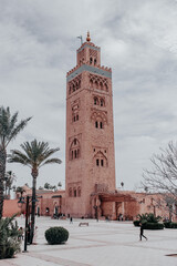 minaret of the mosque in marrakesh country