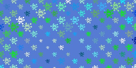 Light Multicolor vector background with covid-19 symbols.