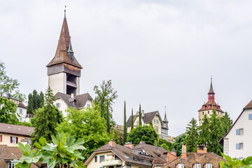 Historic city center of Lucerne with on sky clouds, Canton of Lucerne, Switzerland
