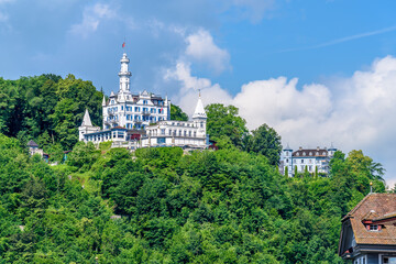 Historic city center of Lucerne with on sky clouds, Canton of Lucerne, Switzerland
