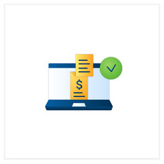 Digital receipt flat icon. E receipt. Application inform customers of rebates, discounts. sent via email, app.3d vector illustration