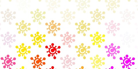 Light Multicolor vector background with covid-19 symbols.