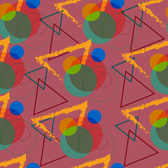 seamless pattern with circles and triangles