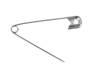 Open safety pin isolated on white background
