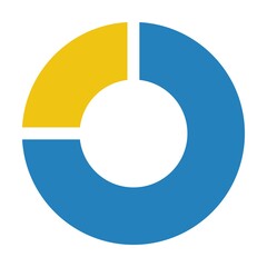 Pie chart icon vector graph diagram symbol for big data analytics reports and statistics information in a flat color illustration