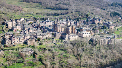 Fototapeta na wymiar Conques-en-Rouergue - Aveyron en Occitanie - France
