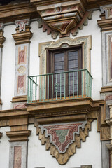 Obraz premium Architectural fragments of Baroque Palacio de la Merced in Cordoba Plaza de Colon. Palacio de la Merced built in XVIII century; it was monastery of Mercedarian monks. Andalusia, Cordoba, Spain.