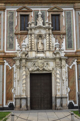 Architectural fragments of Baroque Palacio de la Merced in Cordoba Plaza de Colon. Palacio de la...