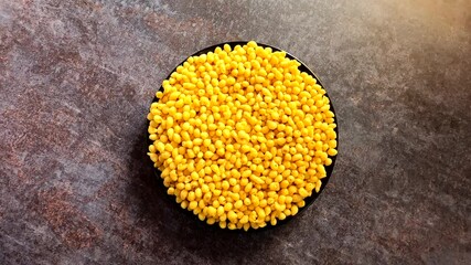 Salted fried small Boondi balls spicy Indian snack made from chickpea flour