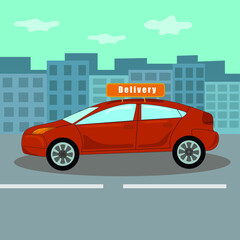 Fototapeta na wymiar illustration of a delivery service car 
