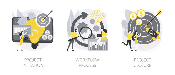 Project implementation abstract concept vector illustrations.
