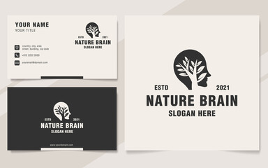 Vintage nature brain logo template monogram style