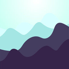 Vector colorful landscape with silhouettes of mountains. Abstract wavy background. Vector illustration