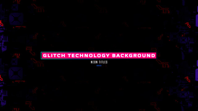 Neon Glitch with Technology Background Title
