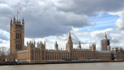 Parliament of the United Kingdom with flag at half mast, national mourning