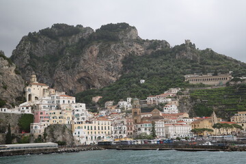 Storm and rain in Amalfi on the Mediterranean Sea, Italy