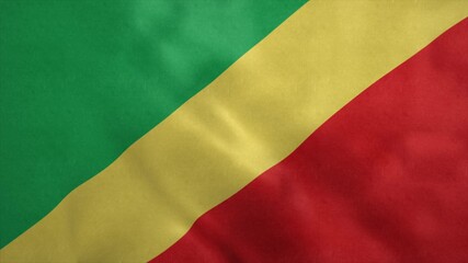 Republic of Congo flag blowing in the wind. 3d illustration