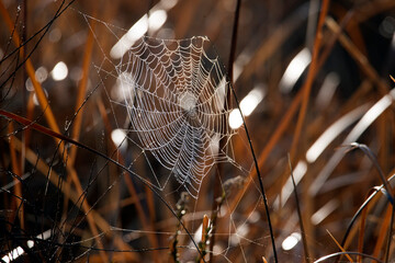 spider web with dew drops at the San Jacinto wildlife area in Riverside © Khaleel
