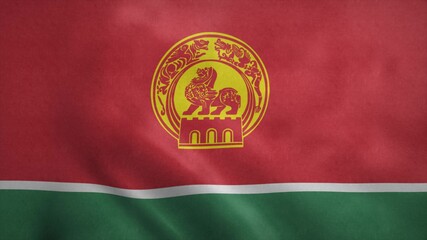 Nanjing flag, China flag waving in the wind. 3d illustration