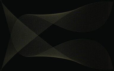 Vector abstract black background with golden curly lines. modern trending background for screensaver, website design.

