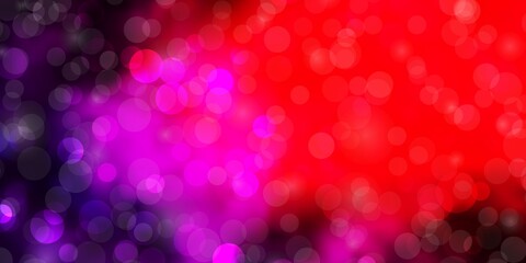 Dark Pink, Red vector background with circles.