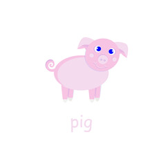 Pink pig icon 3D farm animal art design element for web, for print, for fabric print, for product design, for packaging design