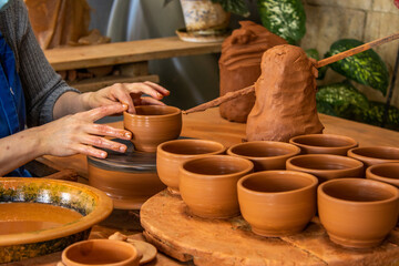 Working hands, traditional manufacture, Azores travel destination.
