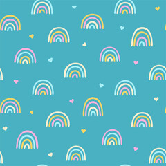 Colored baby seamless pattern with cute rainbows. Creative vector background for fabric, textile, baby wallpaper.