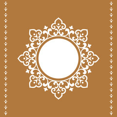 Decorative frame Elegant vector element for design in Eastern style, place for text. Floral golden and white border. Lace illustration for invitations and greeting cards.