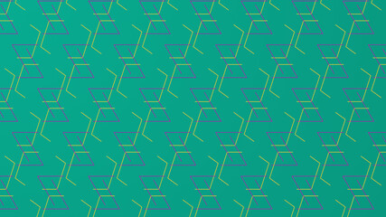 Geometric pattern where lines and shapes intersect with each other to form new patterns on vibrant green gradient with copy space. Use background for logo. Simple illustration concept