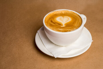 Continental breakfast with gold french croissants cup of coffee