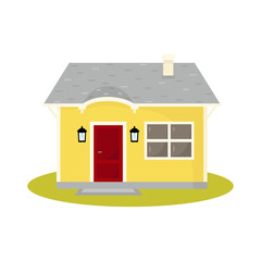 Cute house illustration on white background. Country house concept.