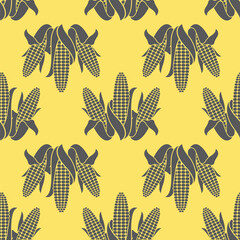 seamless pattern of corn cobs isolated on yellow background