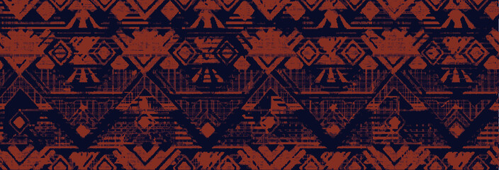 Seamless pattern in patchwork style. Embroidered print for carpet, textile, wallpaper, wrapping paper. Ethnic and tribal motifs. Handwork. Vector illustration.