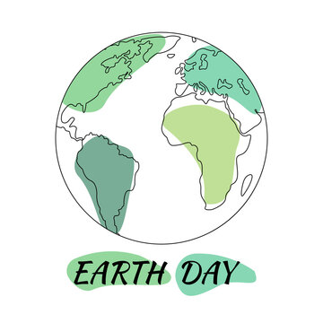 Earth Day.Banner Earth Day. Line art,Hand drawn earth planet.World saving,protection family and environment concept.Globe pollution,contemporary world.World map line art.