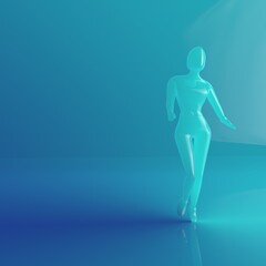 Fototapeta na wymiar simple person in blue background 3d fashion glossy render