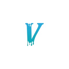 Melting Letter V icon logo design template