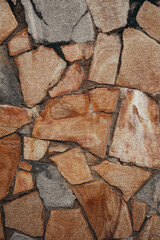 A wall of stone. The texture and pattern of the stones. Natural and eco-friendly material for construction.