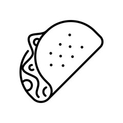 Shawarma thin line icon isolated on white. Burrito, mexican or arabic dish, fast food.
