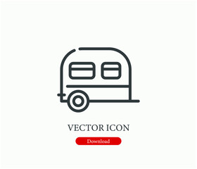 Motorhome vector icon.  Editable stroke. Linear style sign for use on web design and mobile apps, logo. Symbol illustration. Pixel vector graphics - Vector