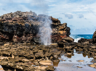 The Nakalele Blow Hole on Nakalele Point, Maui, Hawaii, USA