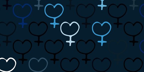 Light BLUE vector backdrop with woman's power symbols.