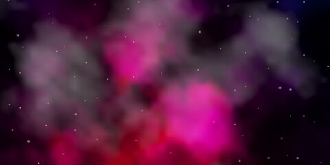 Dark Purple vector template with neon stars.