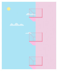 illustration cute pink building