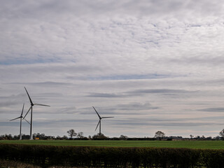 Fototapeta na wymiar Electricity windmills in the field.