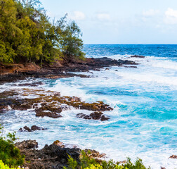 The Rugged Shore of Kaihalulu Bay, Hana, Maui, Hawaii, USA